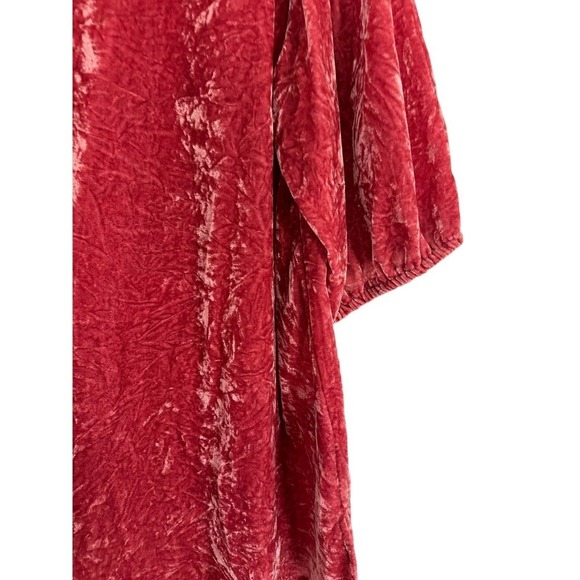 Loft Crushed Velvet Plus Size 14 Terracota Puff Sleeve Blouse - Picture 5 of 6